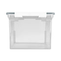 Storex Portable File Tote with Locking Handles, Letter/Legal Files, 18.5" x 14.25" x 10.88", Clear/Silver (61530U01C)