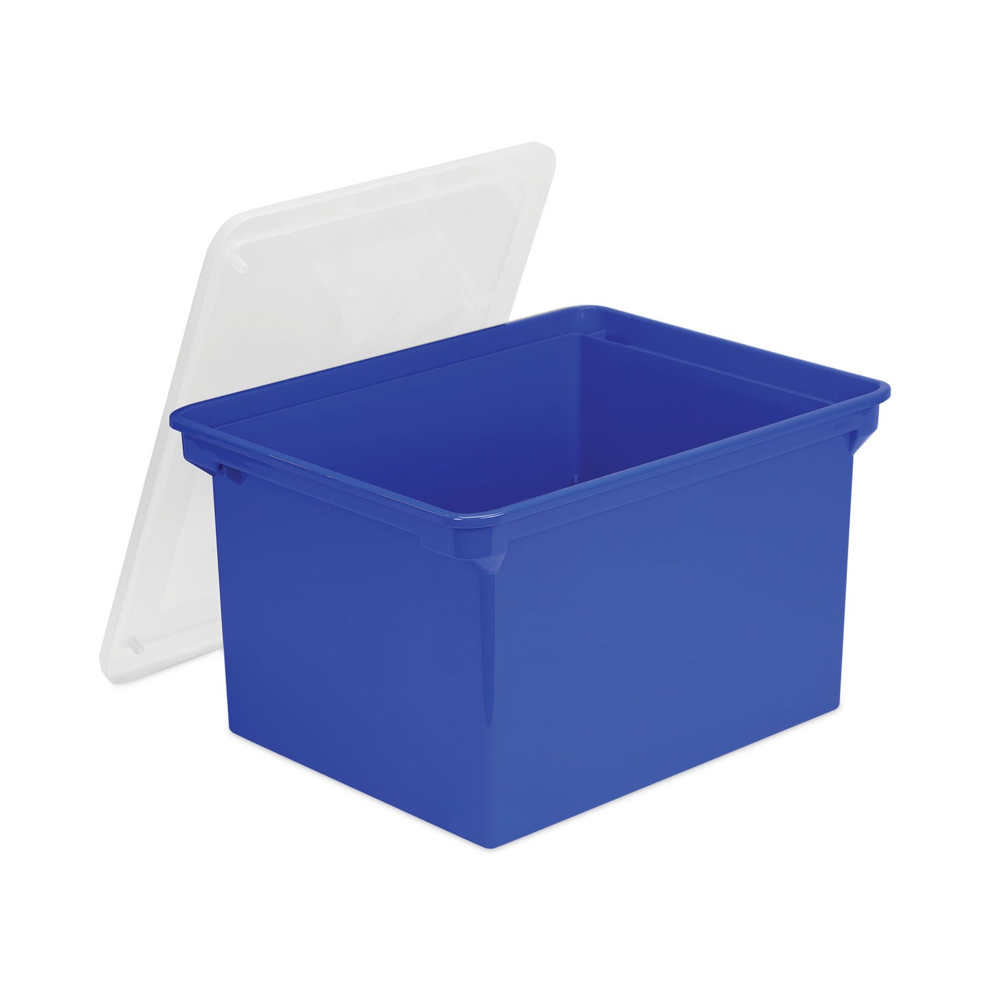 Storex Plastic File Tote, Letter/Legal Files, 18.5" x 14.25" x 10.88", Blue/Clear (61554U01C)