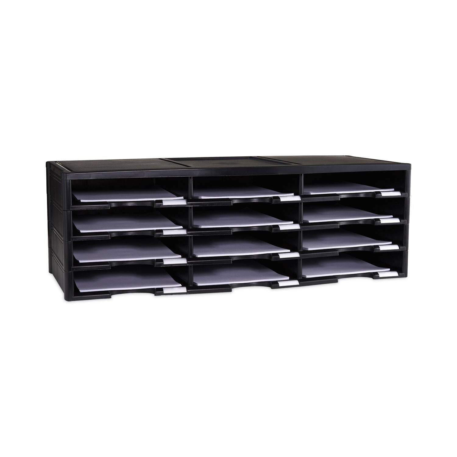 Storex Literature Organizer, 12 Compartments, 10.63 x 13.3 x 31.4, Black (61602U01C)