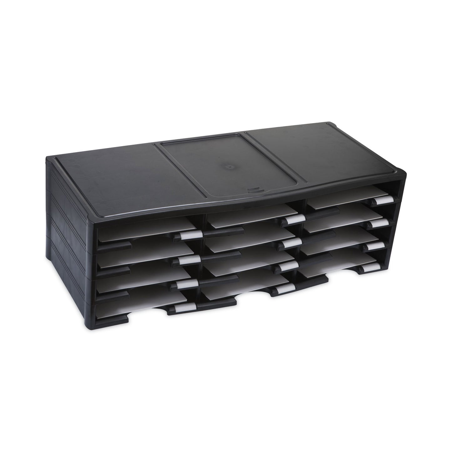 Storex Literature Organizer, 12 Compartments, 10.63 x 13.3 x 31.4, Black (61602U01C)