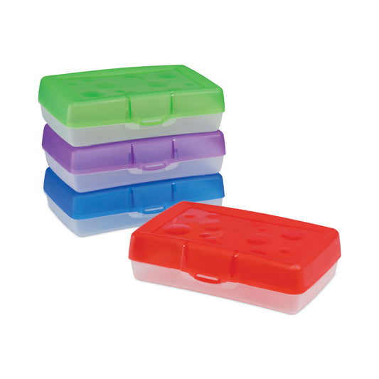 Storex Pencil Box, 8.38 x 5.63 x 2.5, Randomly Assorted Colors (61605U12C)