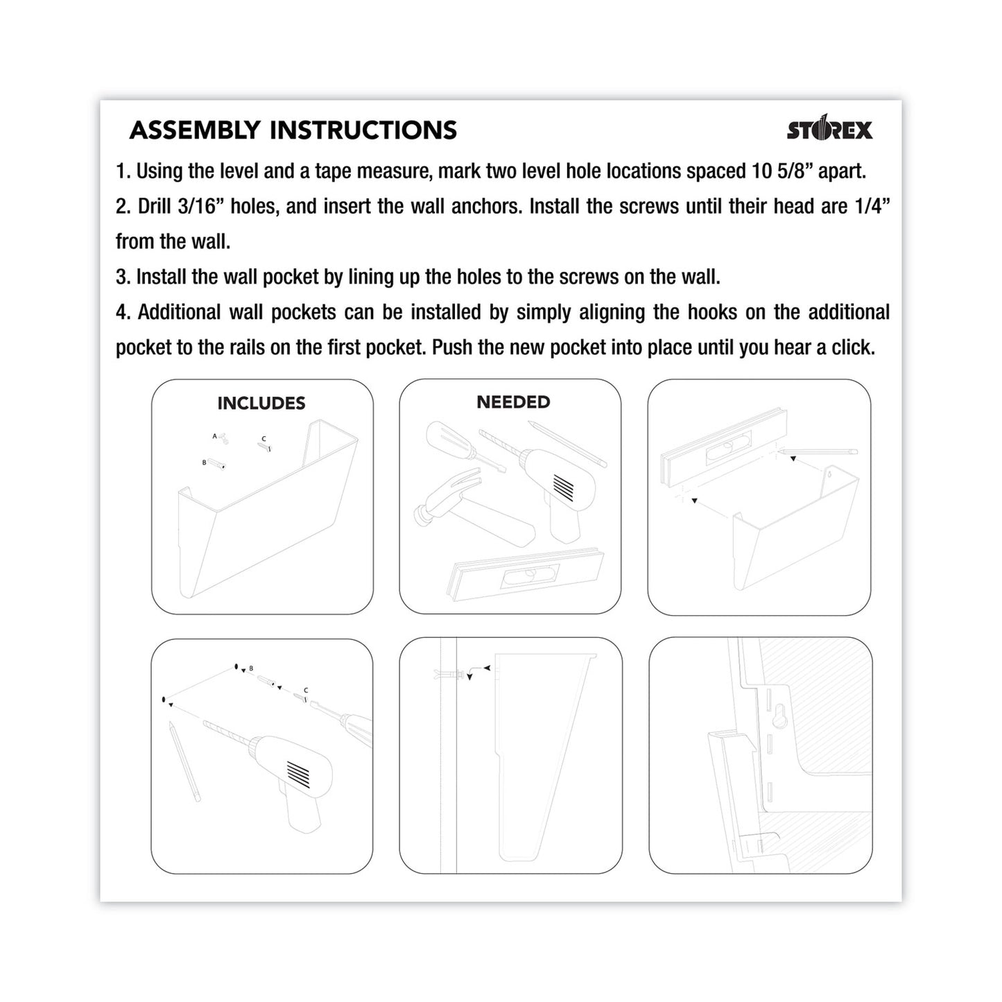 Storex Wall File, Letter Size, 13" x 4" x 7", Clear (70213U06C)