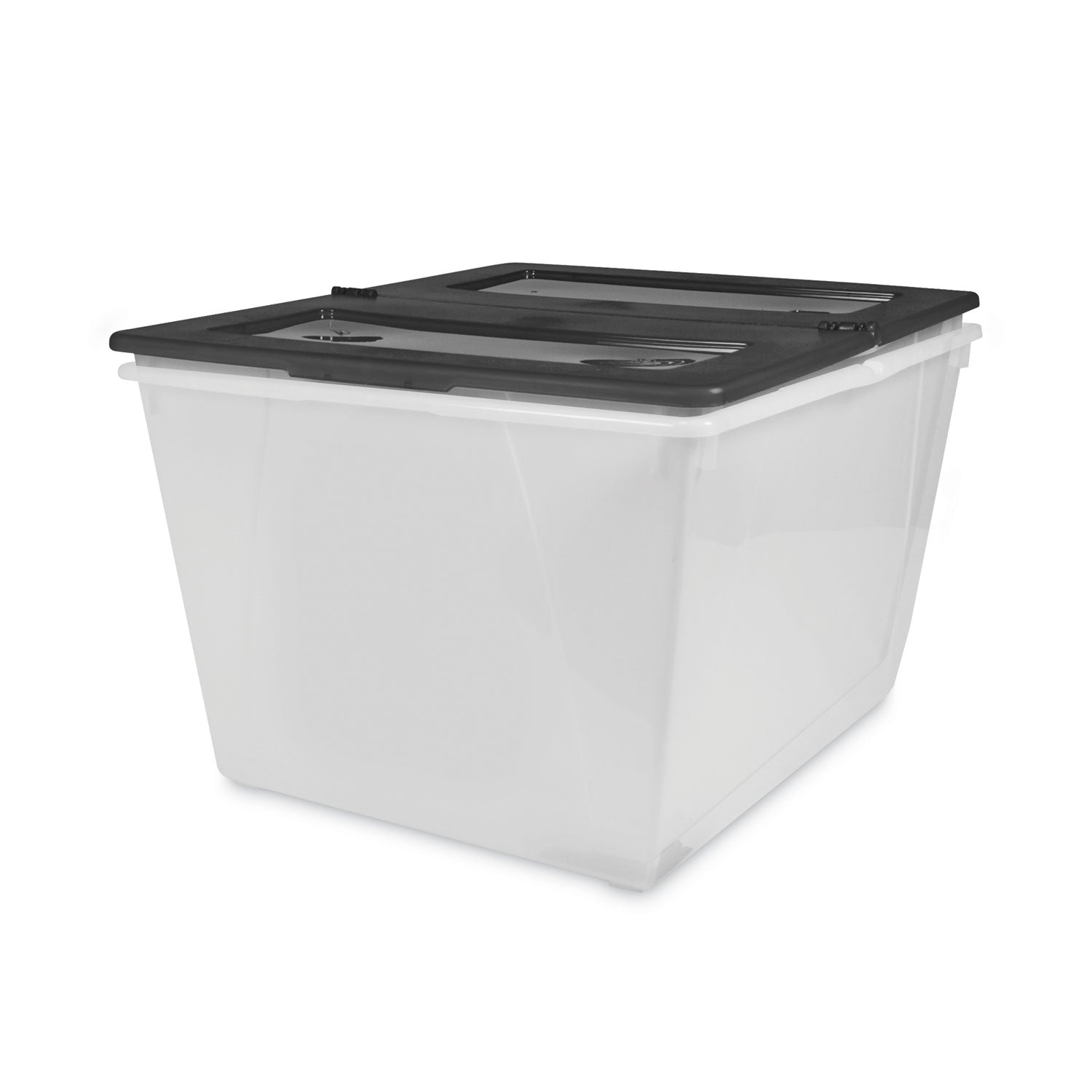 Storex Storage Tote, 16 gal, 22.7" x 18.25" x 12.86", Clear/Black (00900U04C)