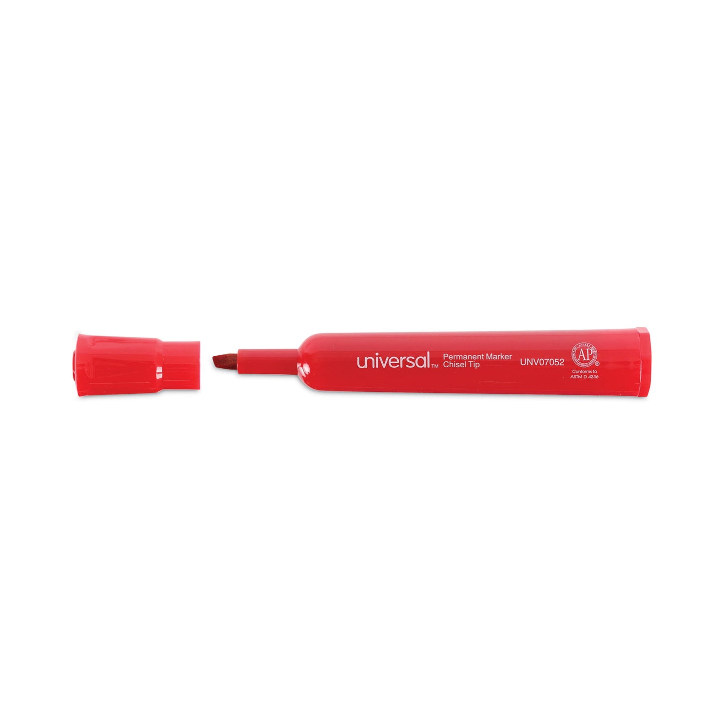 Universal Chisel Tip Permanent Marker, Broad Chisel Tip, Red, Dozen (07052)