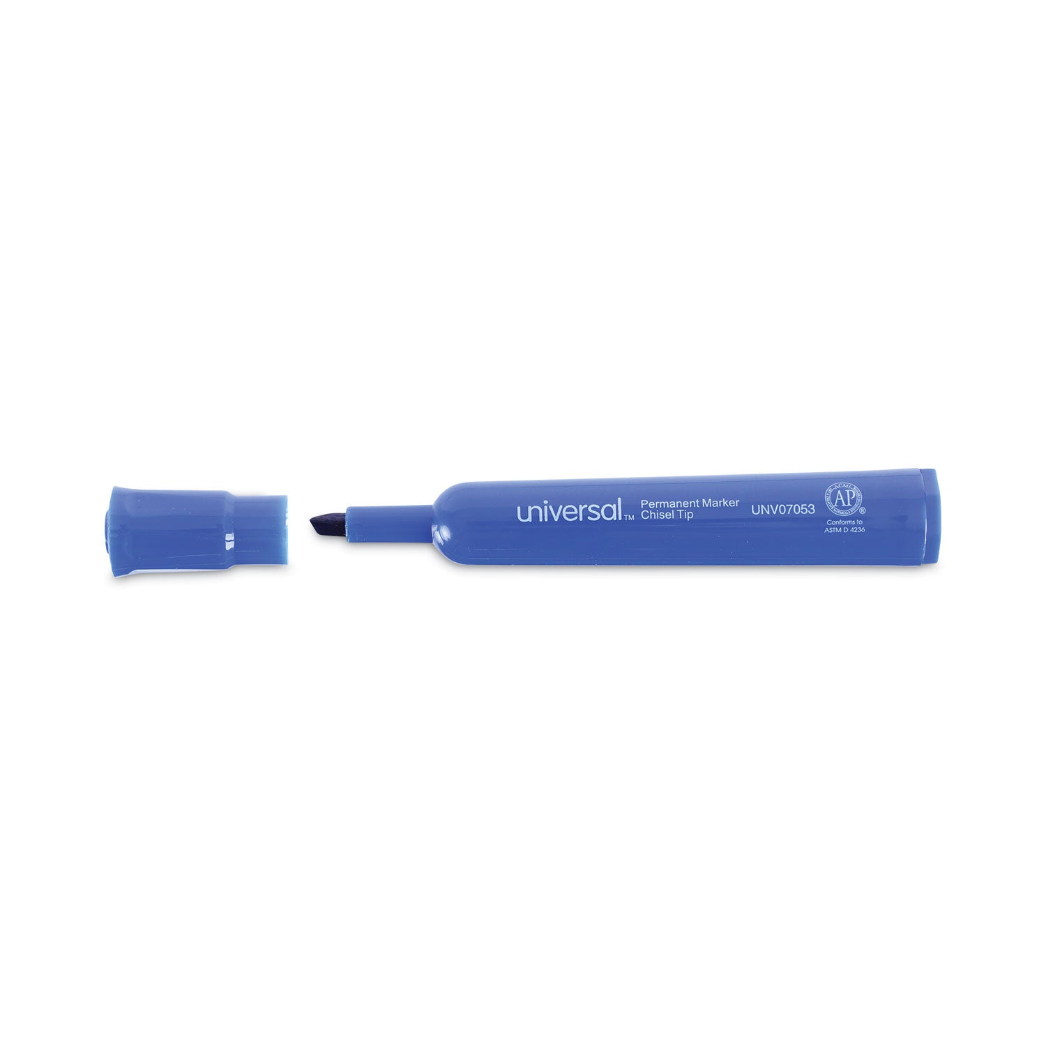 Universal Chisel Tip Permanent Marker, Broad Chisel Tip, Blue, Dozen (07053)