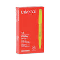 Universal Pocket Highlighters, Fluorescent Yellow Ink, Chisel Tip, Yellow Barrel, Dozen (08851)