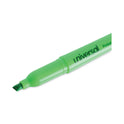 Universal Pocket Highlighters, Fluorescent Green Ink, Chisel Tip, Green Barrel, Dozen (08852)