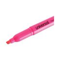 Universal Pocket Highlighters, Fluorescent Pink Ink, Chisel Tip, Pink Barrel, Dozen (08855)