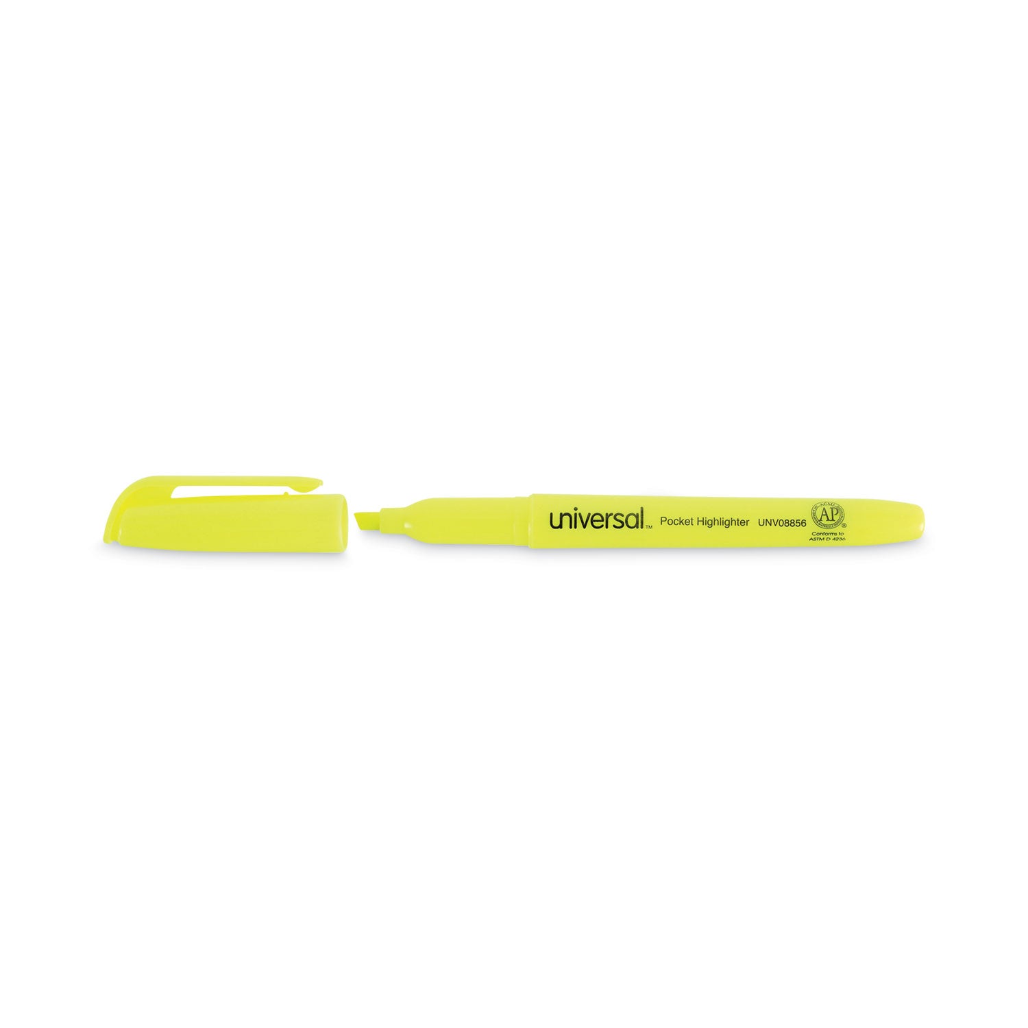 Universal Pocket Highlighter Value Pack, Fluorescent Yellow Ink, Chisel Tip, Yellow Barrel, 36/Pack (08856)