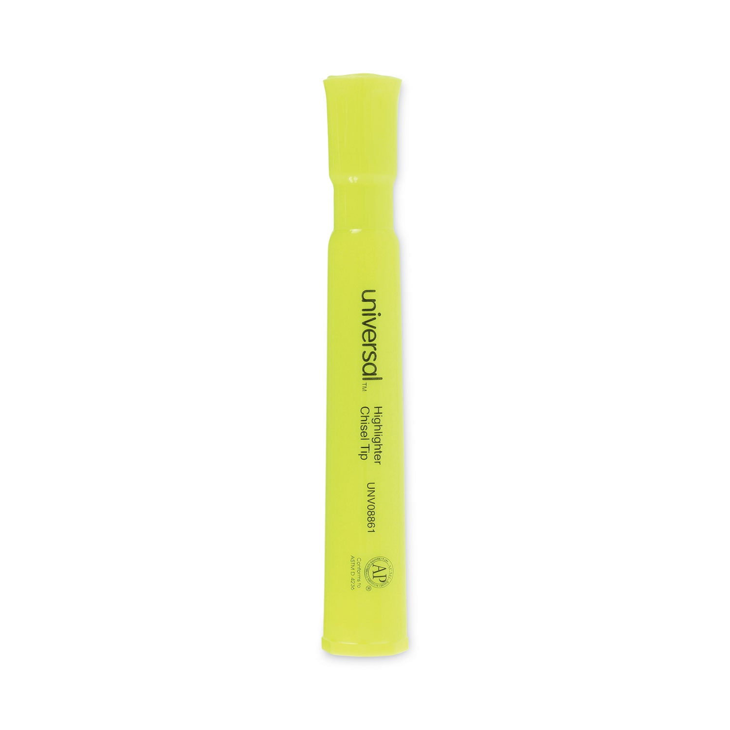 Universal Desk Highlighters, Fluorescent Yellow Ink, Chisel Tip, Yellow Barrel, Dozen (08861)