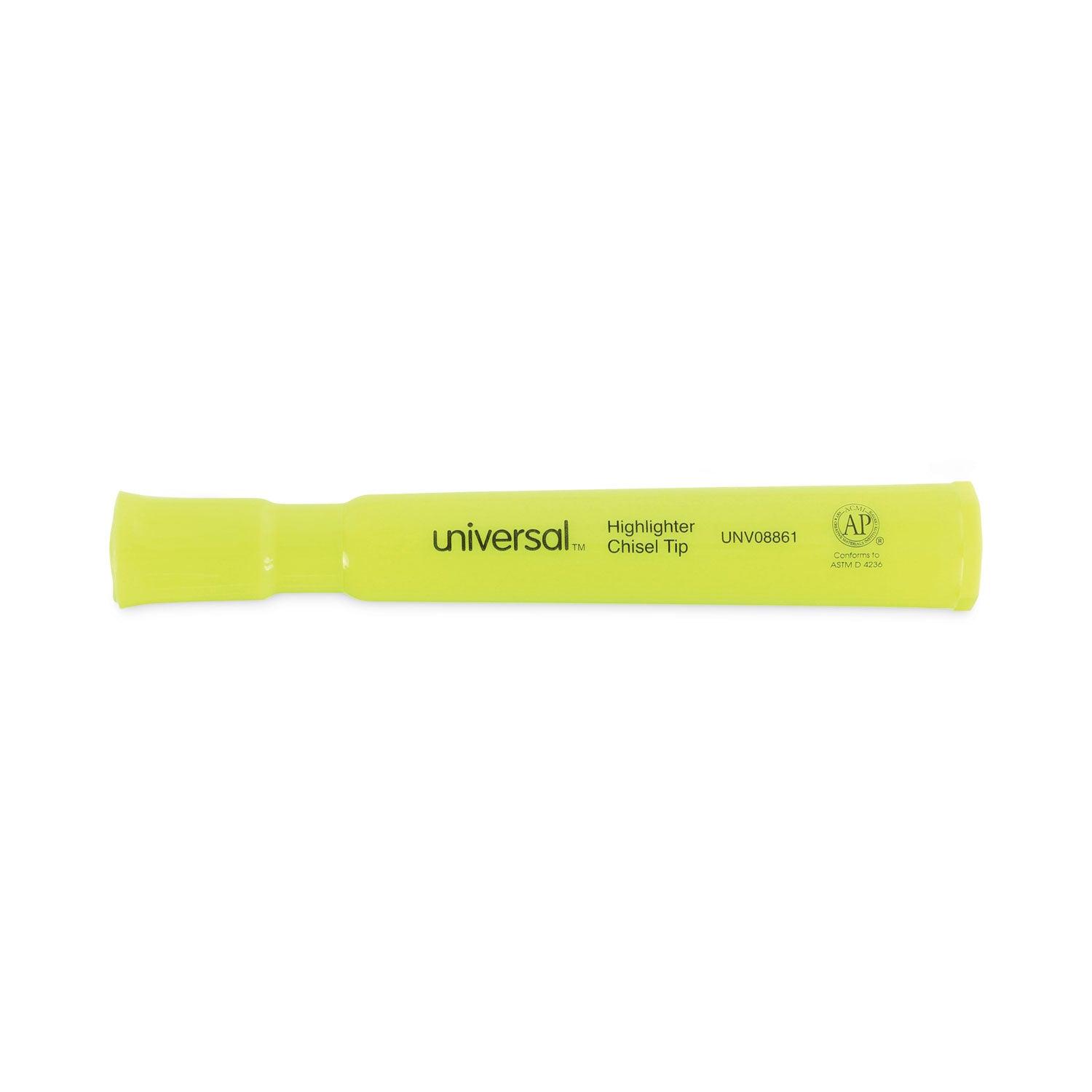 Universal Desk Highlighters, Fluorescent Yellow Ink, Chisel Tip, Yellow Barrel, Dozen (08861)