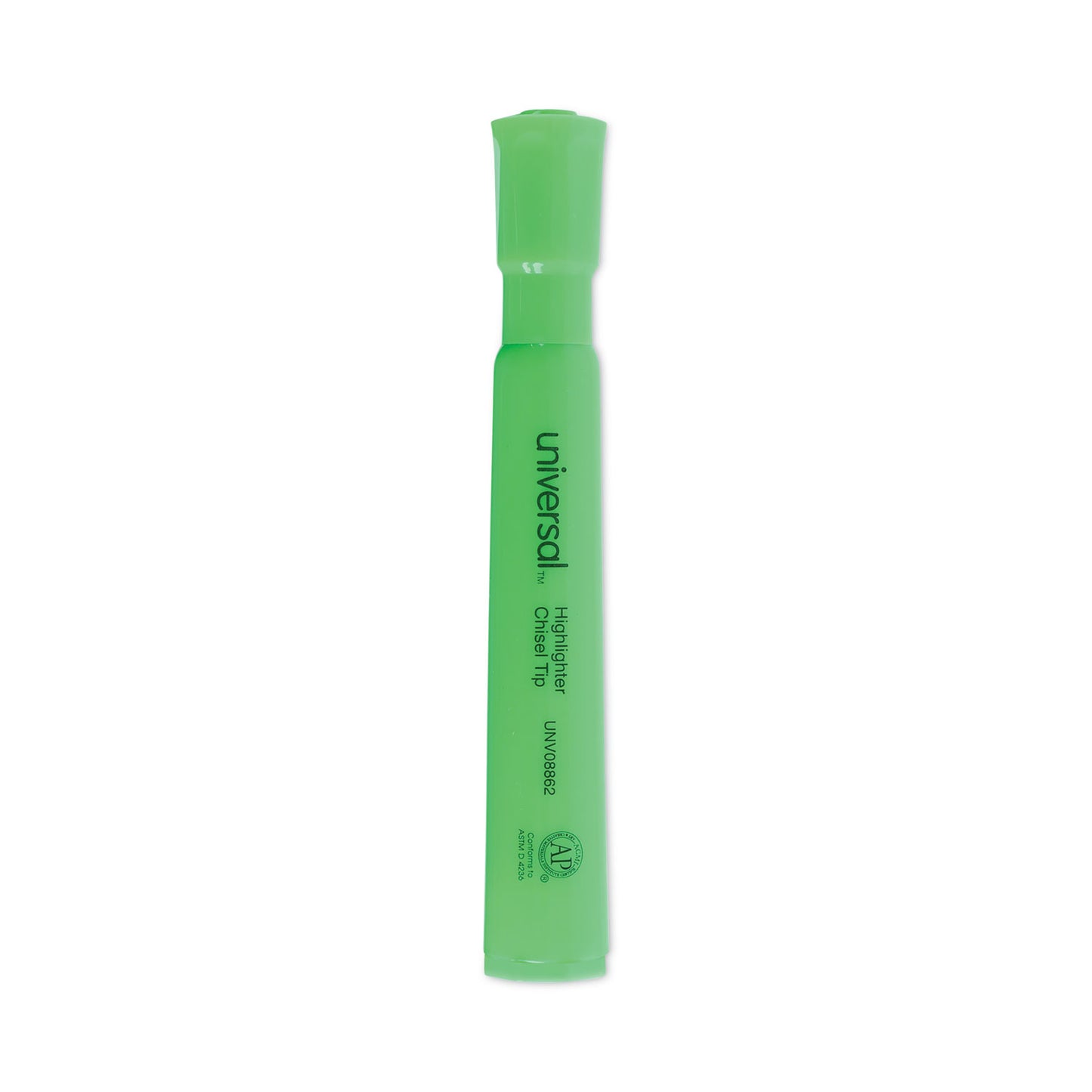 Universal Desk Highlighters, Fluorescent Green Ink, Chisel Tip, Green Barrel, Dozen (08862)