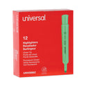 Universal Desk Highlighters, Fluorescent Green Ink, Chisel Tip, Green Barrel, Dozen (08862)