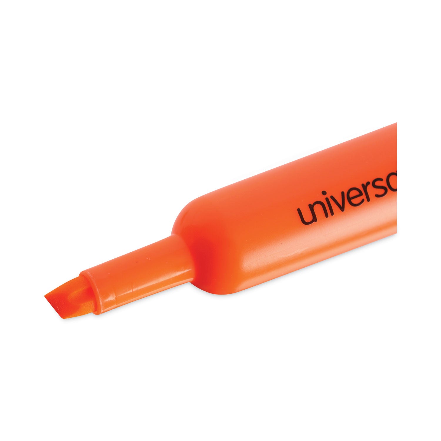 Universal Desk Highlighters, Fluorescent Orange Ink, Chisel Tip, Orange Barrel, Dozen (08863)