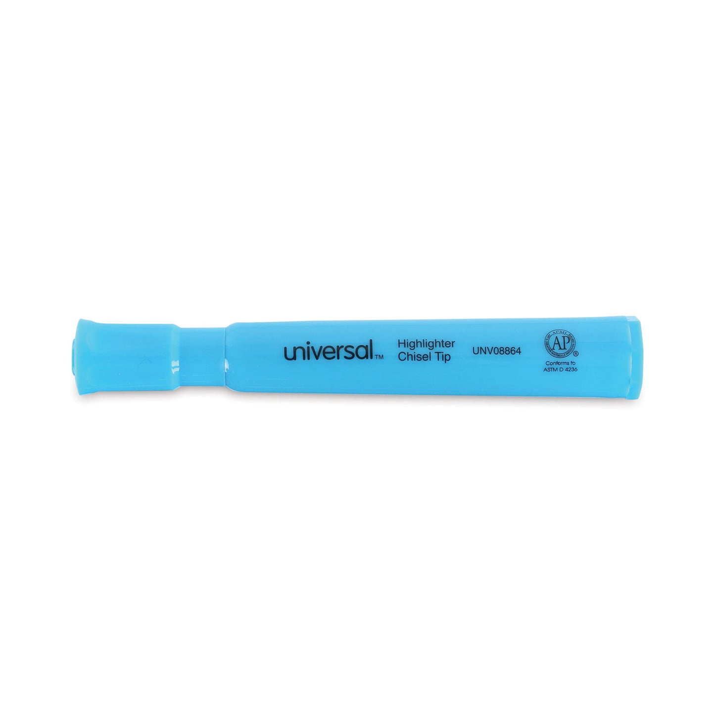 Universal Desk Highlighters, Fluorescent Blue Ink, Chisel Tip, Blue Barrel, Dozen (08864)