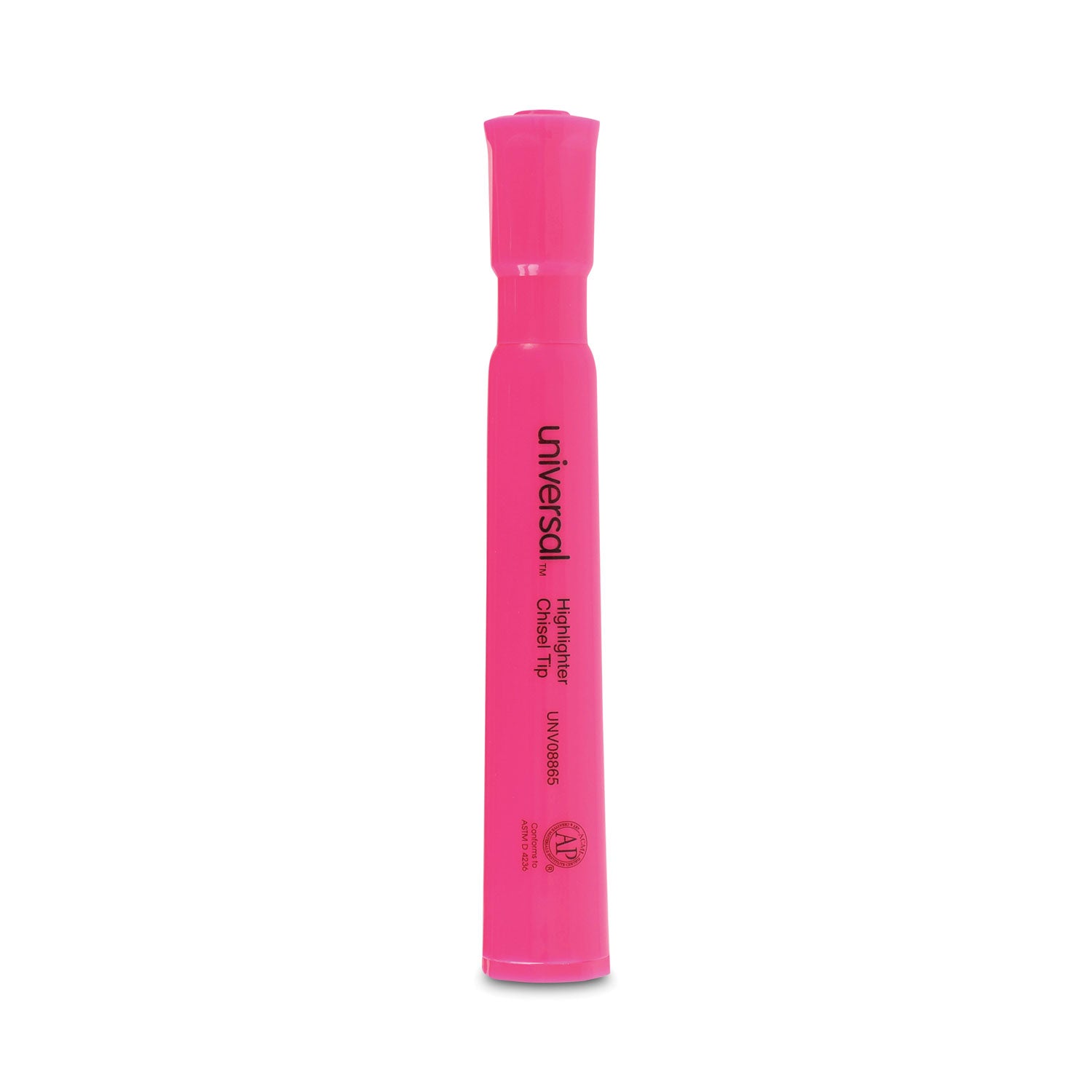 Universal Desk Highlighters, Fluorescent Pink Ink, Chisel Tip, Pink Barrel, Dozen (08865)