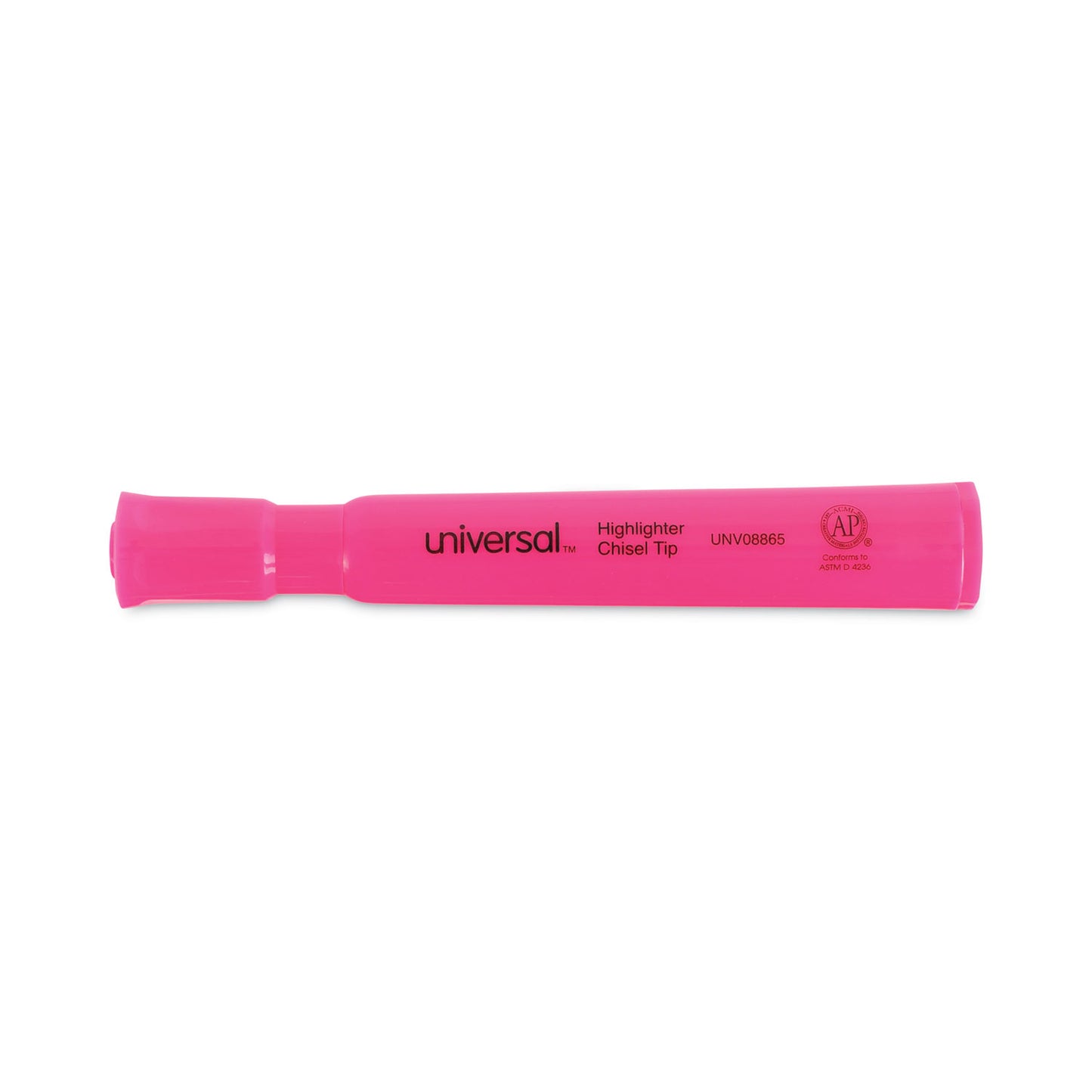 Universal Desk Highlighters, Fluorescent Pink Ink, Chisel Tip, Pink Barrel, Dozen (08865)