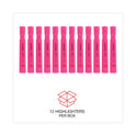 Universal Desk Highlighters, Fluorescent Pink Ink, Chisel Tip, Pink Barrel, Dozen (08865)