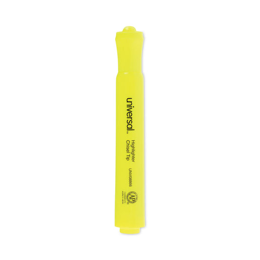 Universal Desk Highlighter Value Pack, Fluorescent Yellow Ink, Chisel Tip, Yellow Barrel, 36/Pack (08866)