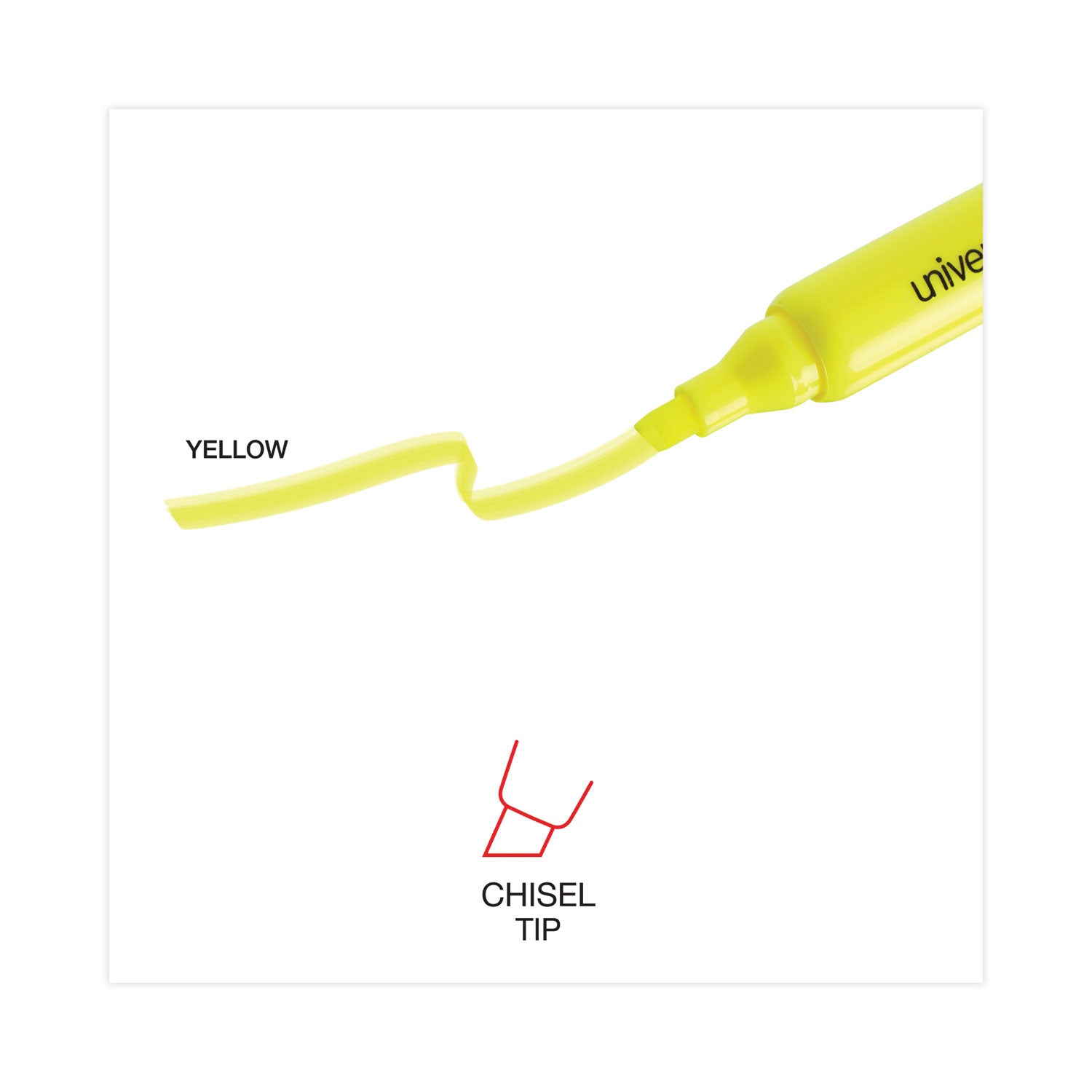 Universal Desk Highlighter Value Pack, Fluorescent Yellow Ink, Chisel Tip, Yellow Barrel, 36/Pack (08866)