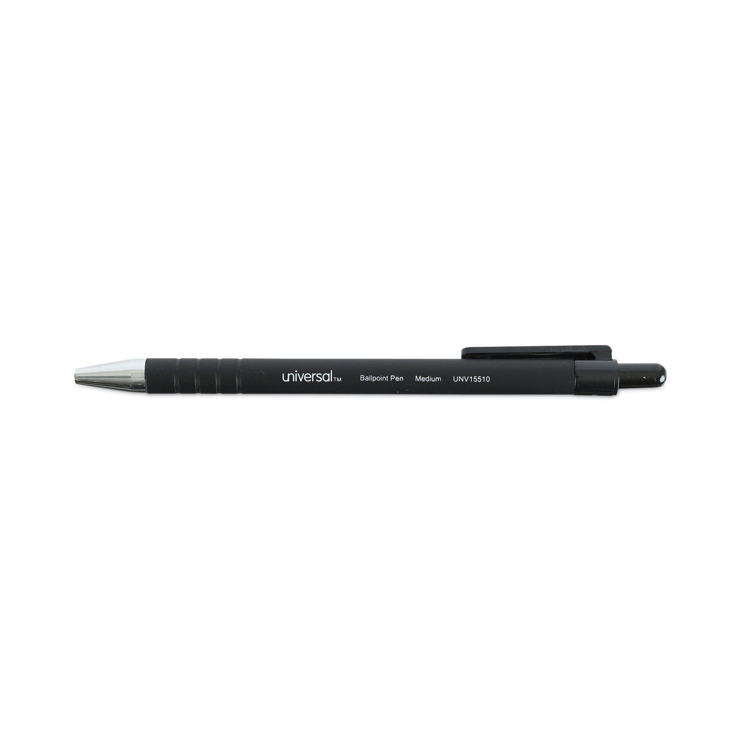 Universal Ballpoint Pen, Retractable, Medium 1 mm, Black Ink, Black Barrel, Dozen (15510)