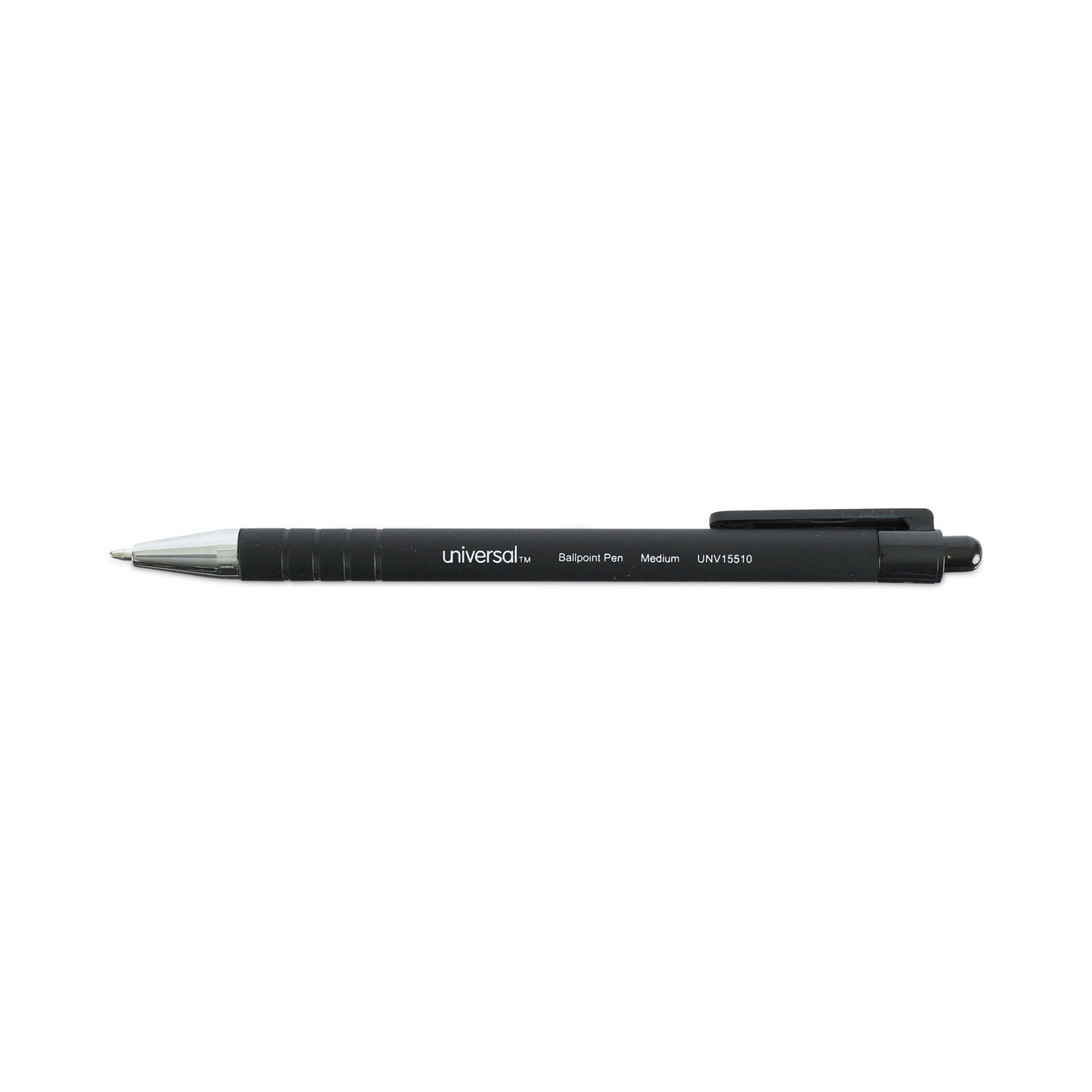 Universal Ballpoint Pen, Retractable, Medium 1 mm, Black Ink, Black Barrel, Dozen (15510)