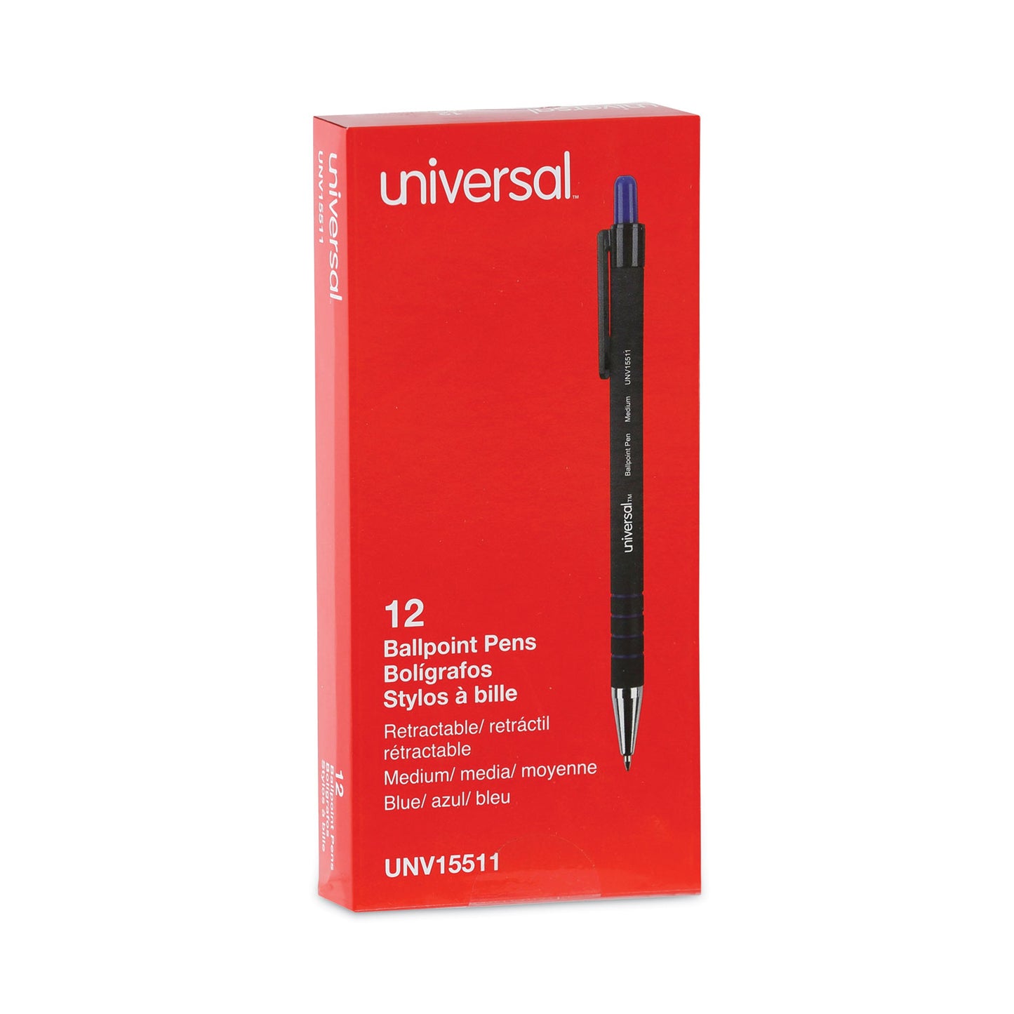 Universal Ballpoint Pen, Retractable, Medium 1 mm, Blue Ink, Blue Barrel, Dozen (15511)