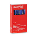 Universal Comfort Grip Ballpoint Pen, Retractable, Medium 1 mm, Blue Ink, Clear/Blue Barrel, Dozen (15531)