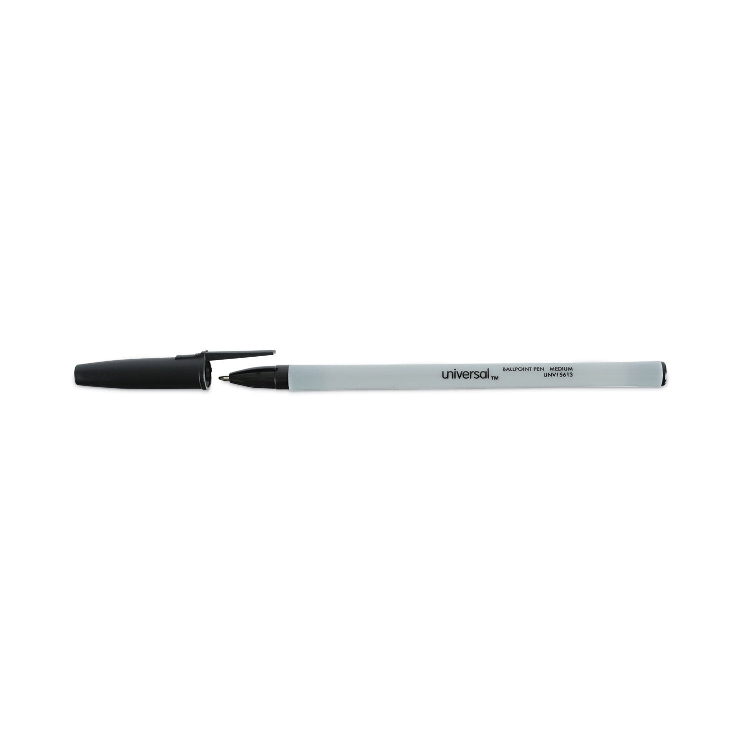 Universal Ballpoint Pen Value Pack, Stick, Medium 1 mm, Black Ink, Gray/Black Barrel, 60/Pack (15613)