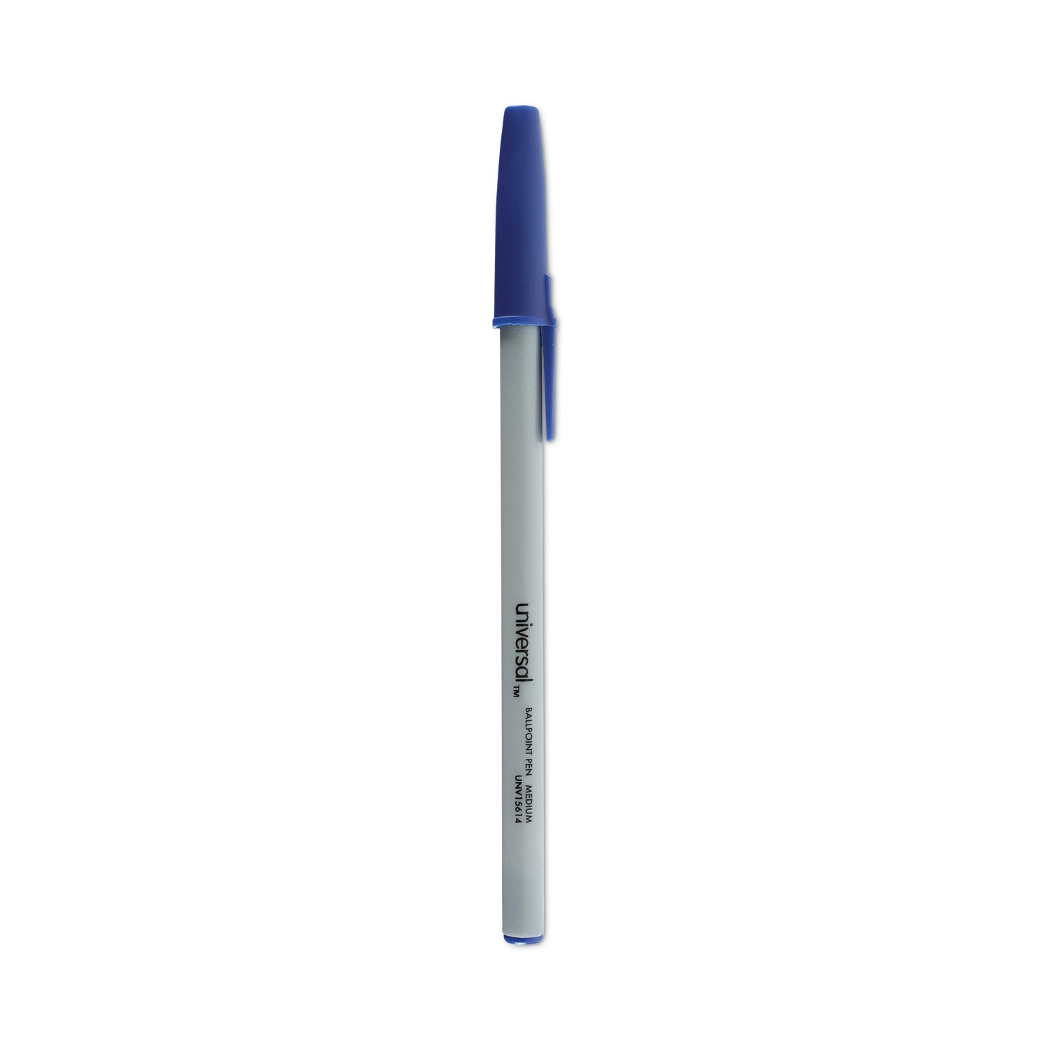 Universal Ballpoint Pen Value Pack, Stick, Medium 1 mm, Blue Ink, Gray/Blue Barrel, 60/Pack (15614)