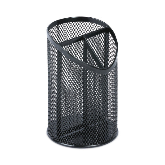 Universal Metal Mesh 3-Compartment Pencil Cup, 4.13" Diameter x 6"h, Black (20019)