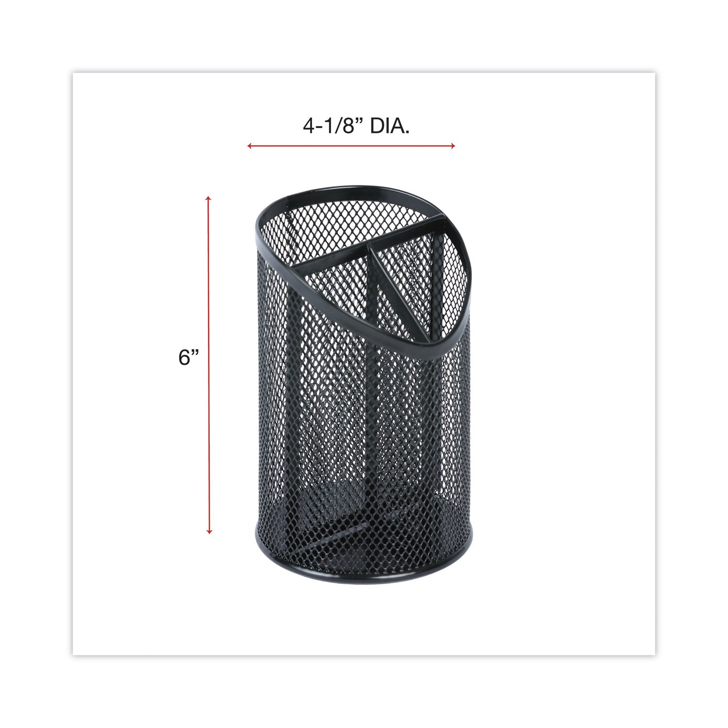 Universal Metal Mesh 3-Compartment Pencil Cup, 4.13" Diameter x 6"h, Black (20019)