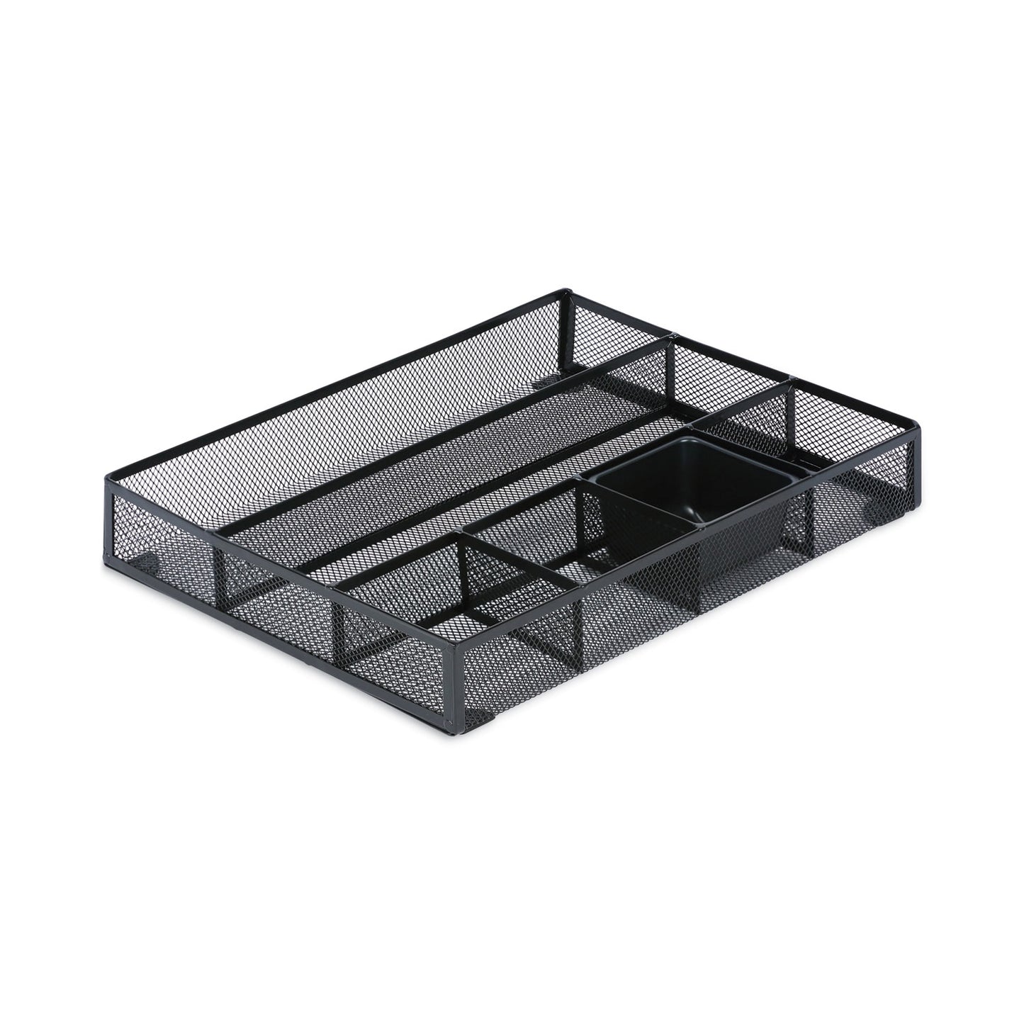 Universal Metal Mesh Drawer Organizer, Six Compartments, 15 x 11.88 x 2.5, Black (20021)