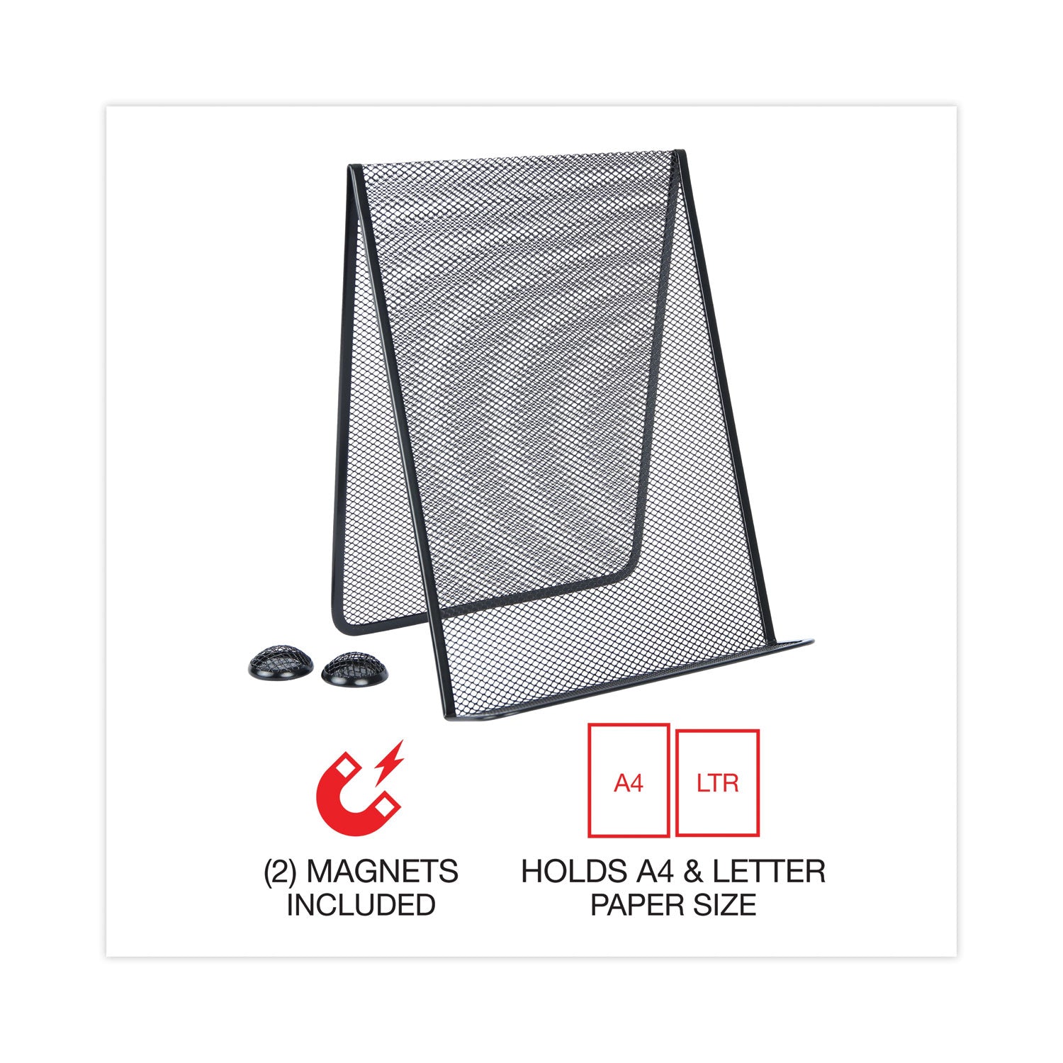 Universal Metal Mesh Document Holder Free Standing, 35 Sheet Capacity, Metal, Black (20027)