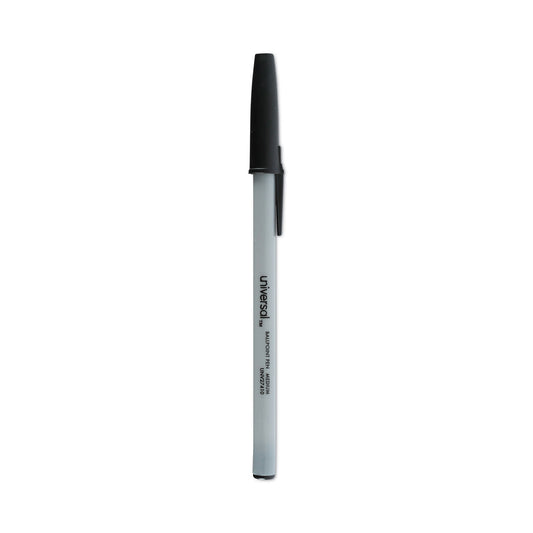 Universal Ballpoint Pen, Stick, Medium 1 mm, Black Ink, Gray/Black Barrel, Dozen (27410)