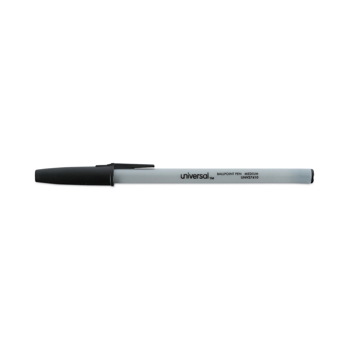 Universal Ballpoint Pen, Stick, Medium 1 mm, Black Ink, Gray/Black Barrel, Dozen (27410)