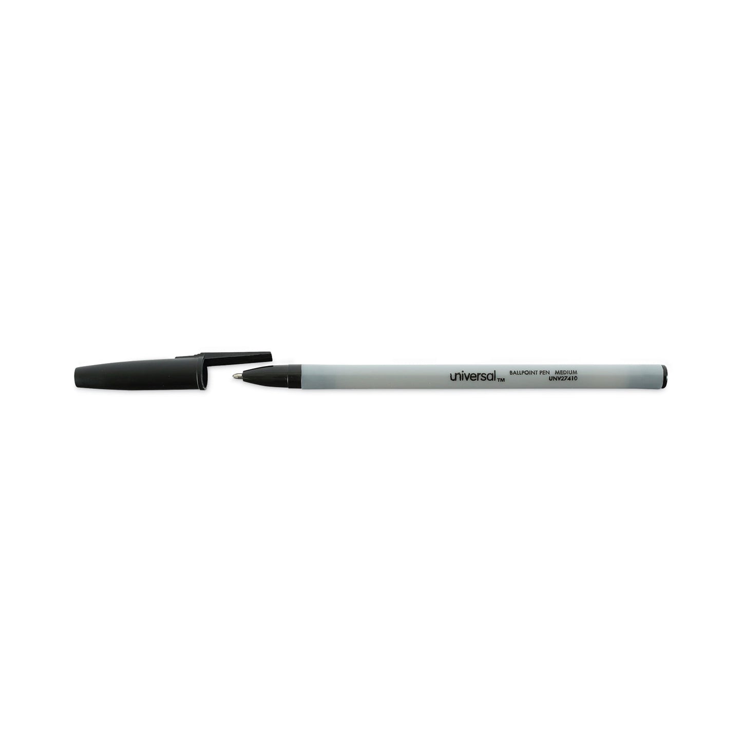 Universal Ballpoint Pen, Stick, Medium 1 mm, Black Ink, Gray/Black Barrel, Dozen (27410)