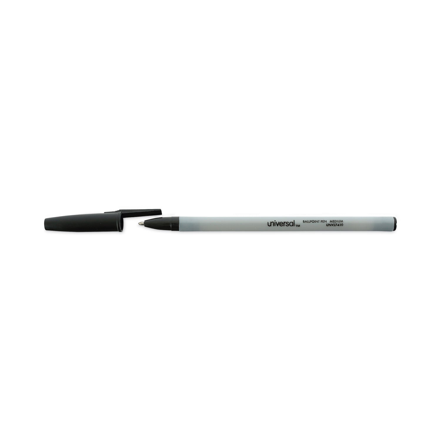 Universal Ballpoint Pen, Stick, Medium 1 mm, Black Ink, Gray/Black Barrel, Dozen (27410)