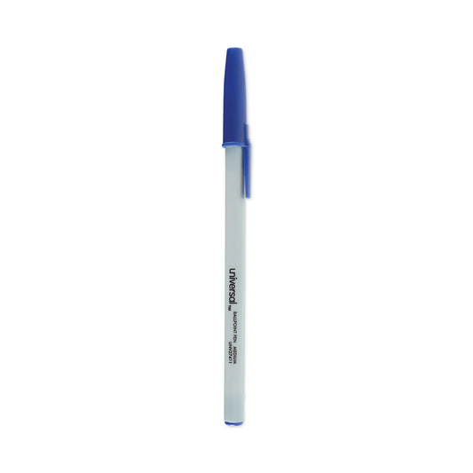 Universal Ballpoint Pen, Stick, Medium 1 mm, Blue Ink, Gray/Blue Barrel, Dozen (27411)