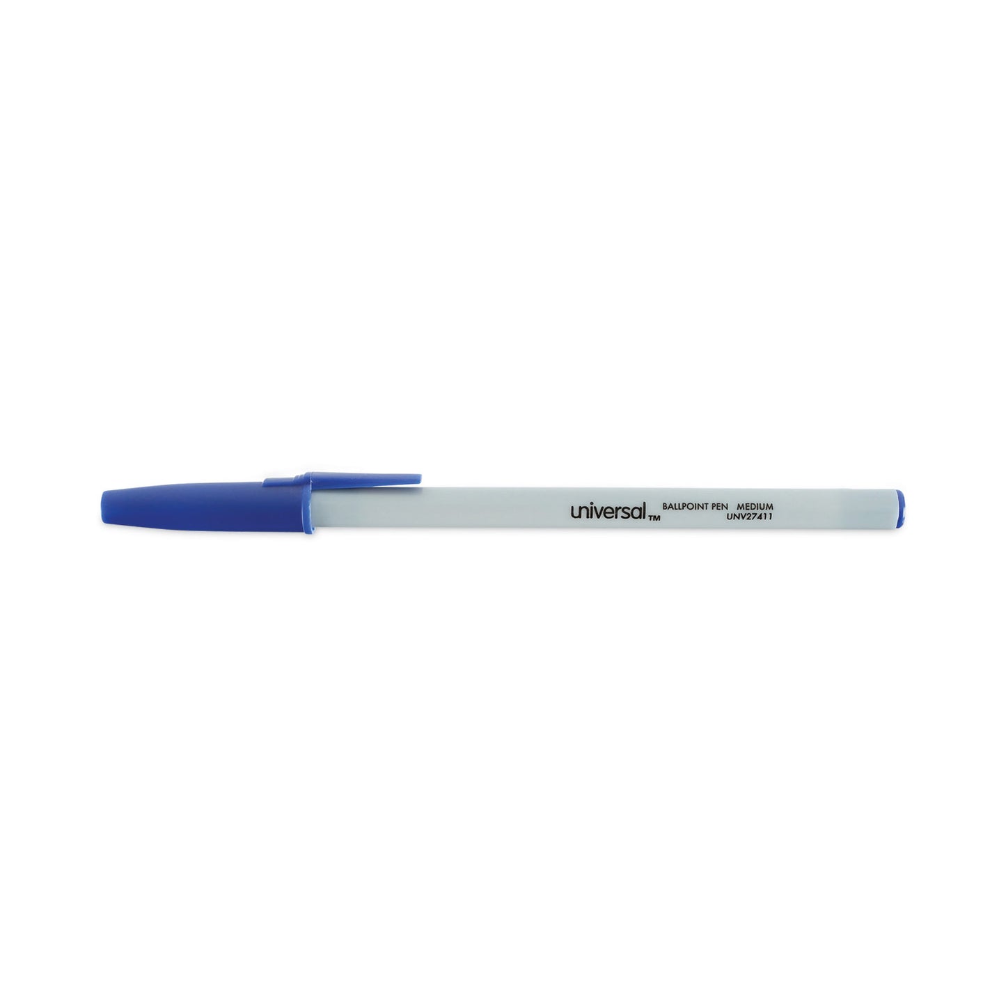 Universal Ballpoint Pen, Stick, Medium 1 mm, Blue Ink, Gray/Blue Barrel, Dozen (27411)