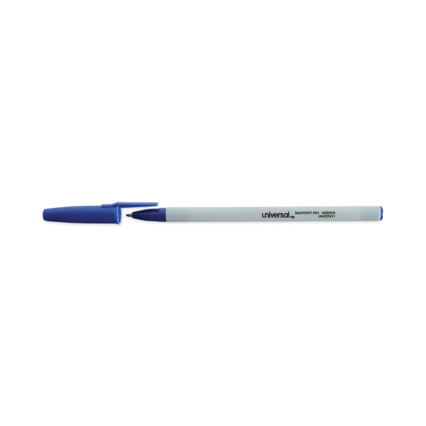 Universal Ballpoint Pen, Stick, Medium 1 mm, Blue Ink, Gray/Blue Barrel, Dozen (27411)