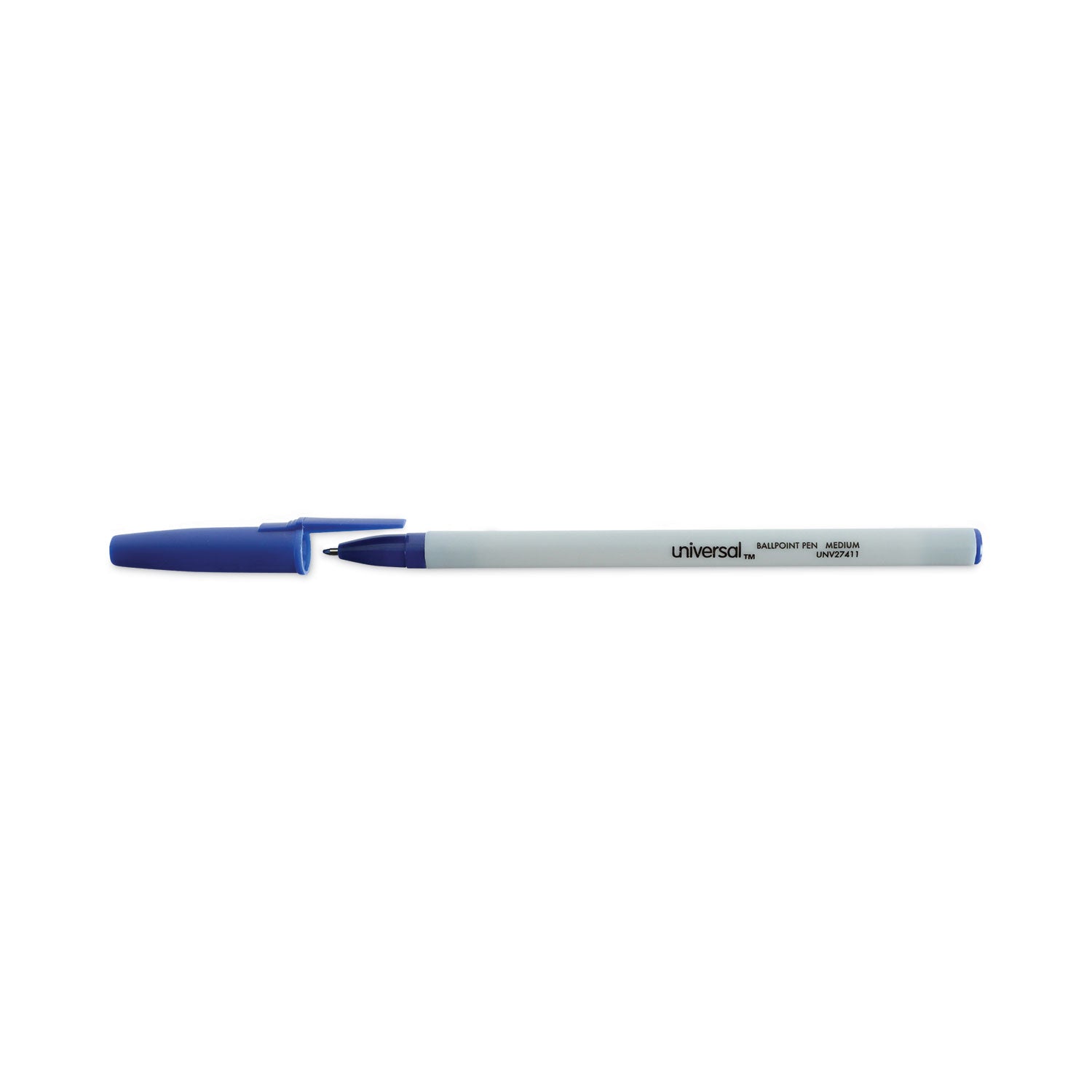 Universal Ballpoint Pen, Stick, Medium 1 mm, Blue Ink, Gray/Blue Barrel, Dozen (27411)