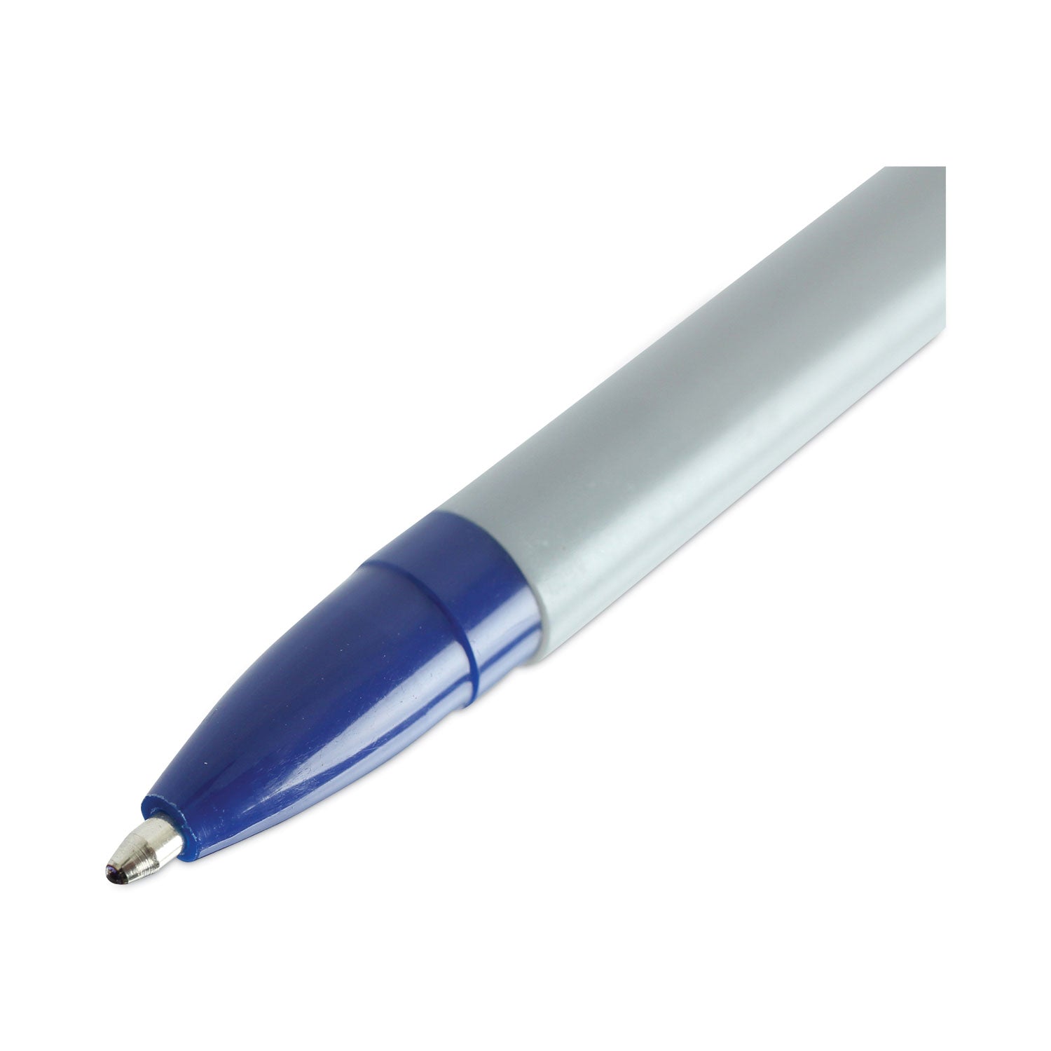 Universal Ballpoint Pen, Stick, Medium 1 mm, Blue Ink, Gray/Blue Barrel, Dozen (27411)