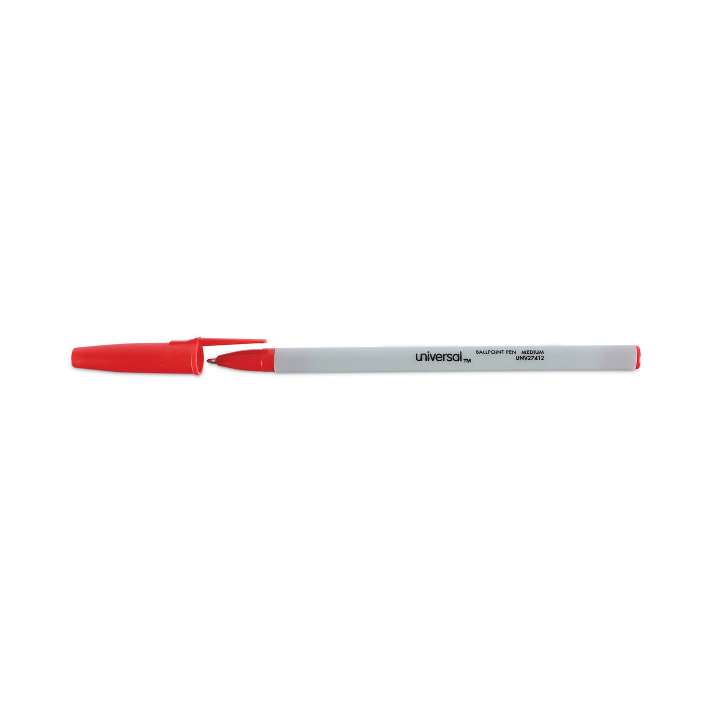 Universal Ballpoint Pen, Stick, Medium 1 mm, Red Ink, Gray/Red Barrel, Dozen (27412)