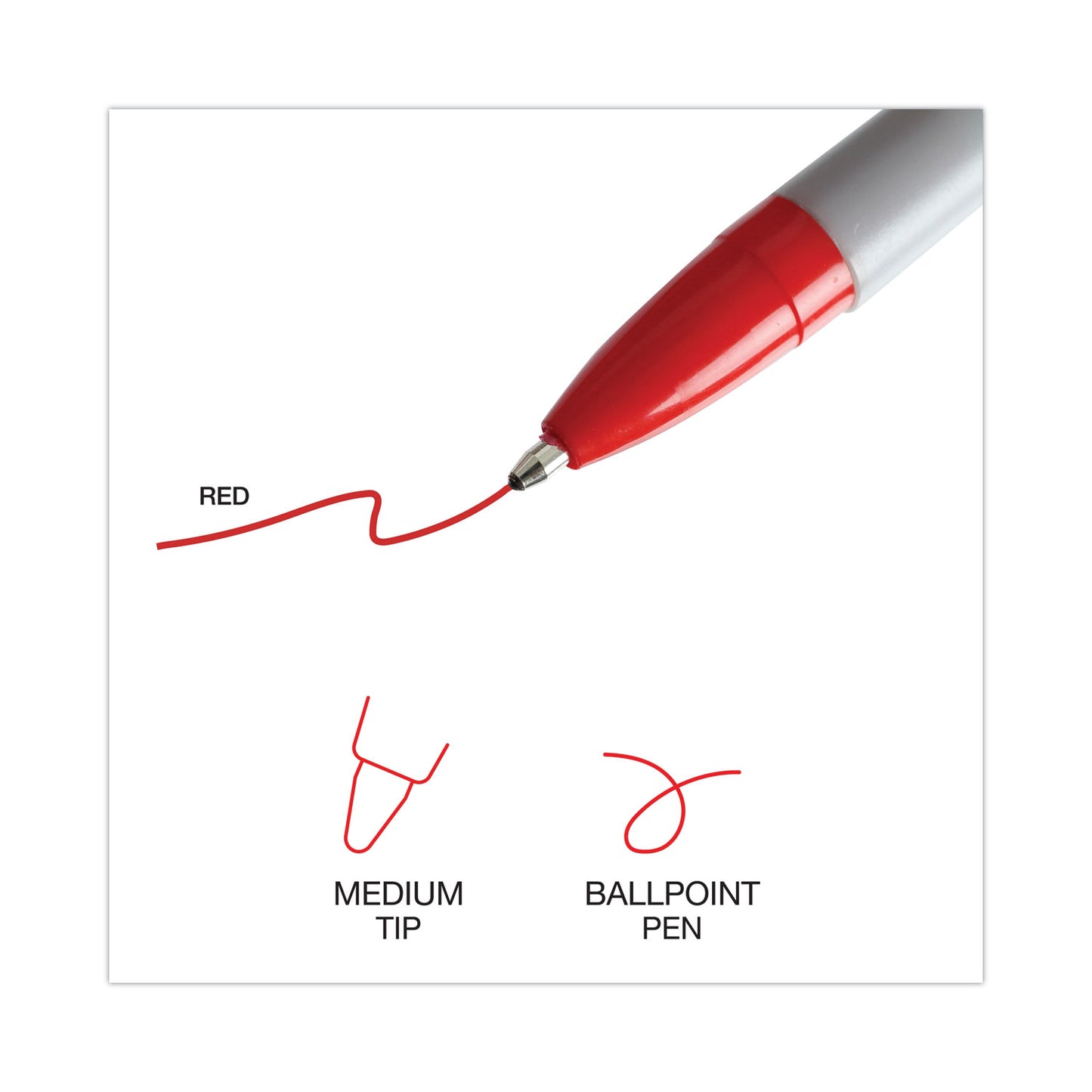 Universal Ballpoint Pen, Stick, Medium 1 mm, Red Ink, Gray/Red Barrel, Dozen (27412)