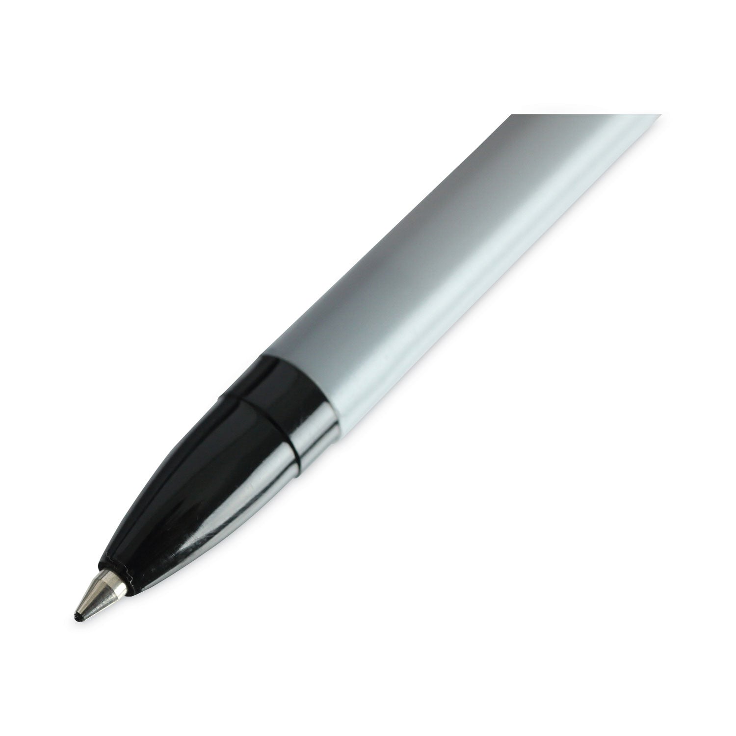 Universal Ballpoint Pen, Stick, Fine 0.7 mm, Black Ink, Gray/Black Barrel, Dozen (27420)