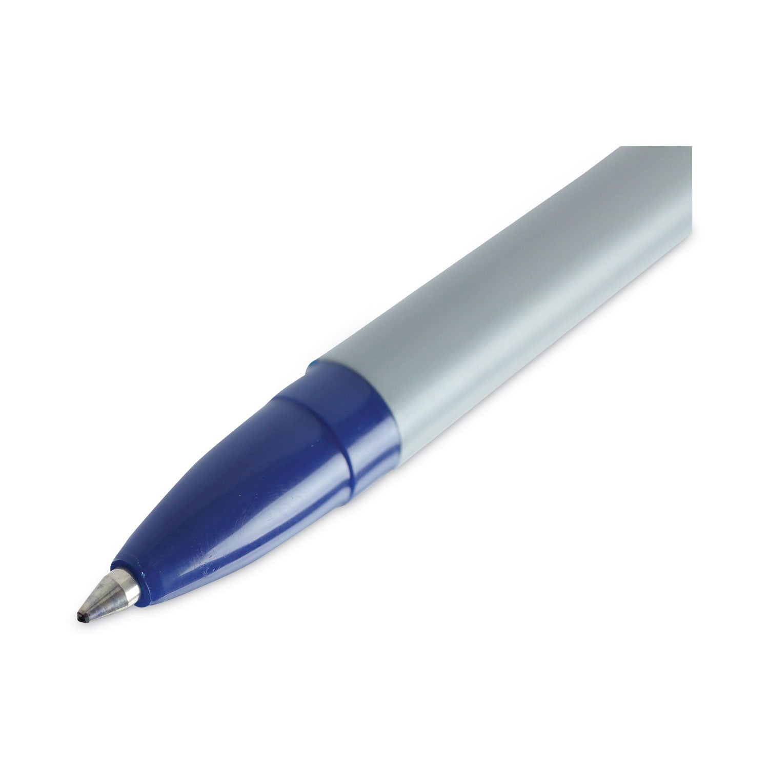 Universal Ballpoint Pen, Stick, Fine 0.7 mm, Blue Ink, Gray/Blue Barrel, Dozen (27421)