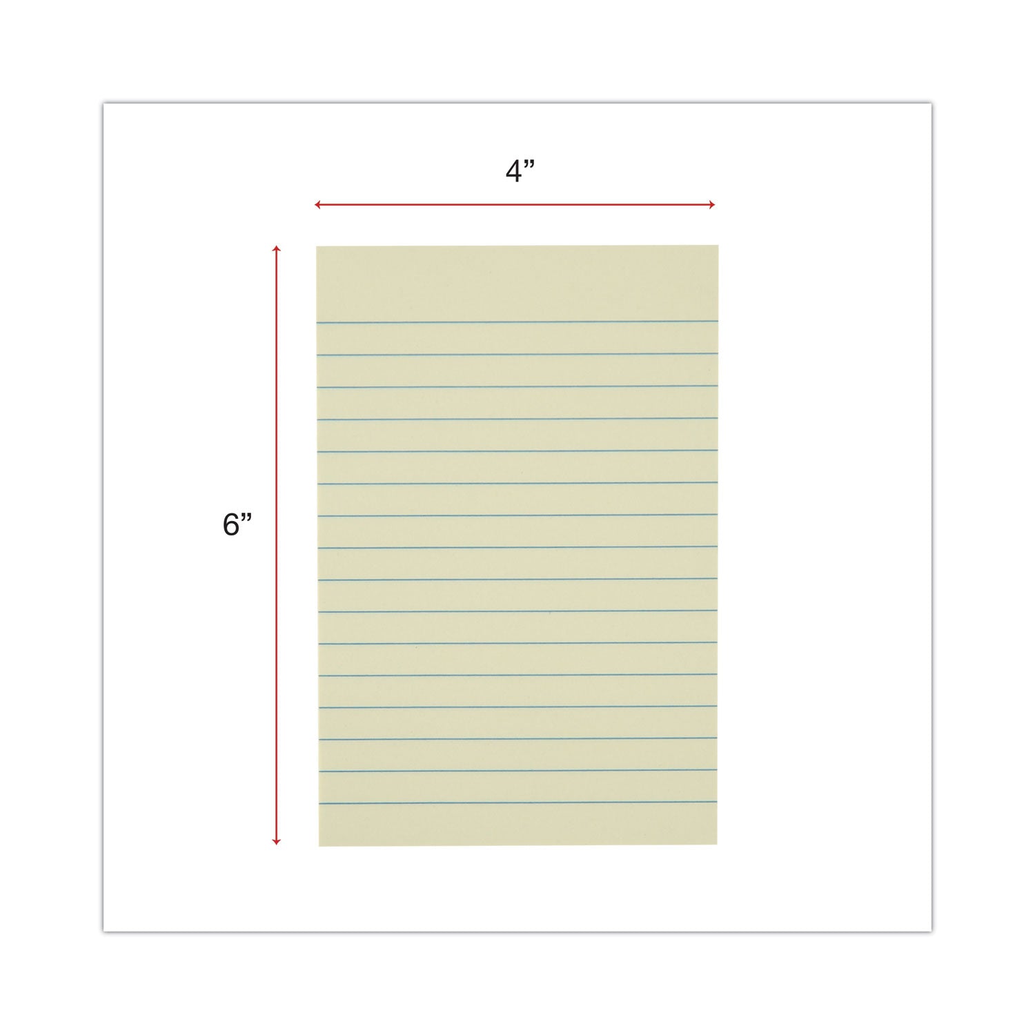 Universal Recycled Self-Stick Note Pads, Note Ruled, 4" x 6", Yellow, 100 Sheets/Pad, 12 Pads/Pack (28073)