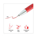 Universal Comfort Grip Gel Pen, Retractable, Medium 0.7 mm, Red Ink, Gray/Red/Silver Barrel, Dozen (39722)