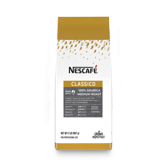 Nescaf Classico 100% Arabica Roast Ground Coffee, Medium Blend, 2 lb Bag, 6/Carton (25573CT)